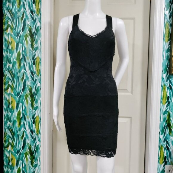 Guess Black Lace Bodycon Dress S - Picture 2 of 11